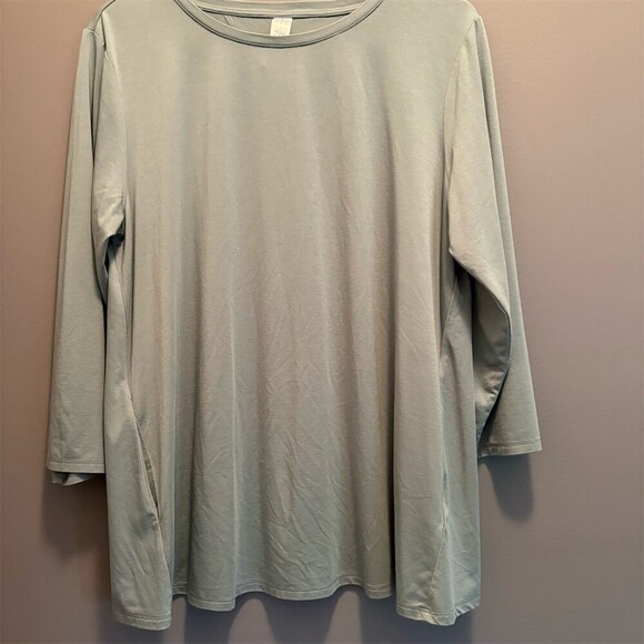 MarlaWynne Tops - Marla Wynne Blouse Womens Size L Sage Green Tunic Scoop Neck 3/4 Sleeve
